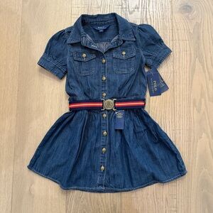 Polo by Ralph Lauren Blue Denim Kids Dress with Belt